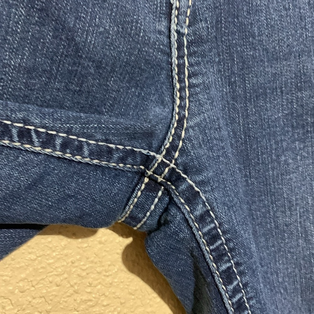 Wallflower Jeans 7 Reg Jr Blue Stretchy Bootcut Embroidered Back Flap Pockets - Picture 7 of 15